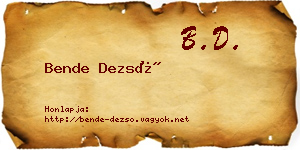 Bende Dezső névjegykártya
